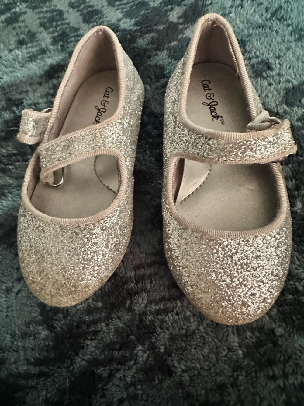 Cat & Jack Girls' Glitter Mary Janes - Silver Sparkle